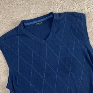 Van Heusen Men's Blue‎ Argyle Knit Sweater Vest Golf Casual Layering Fall Preppy